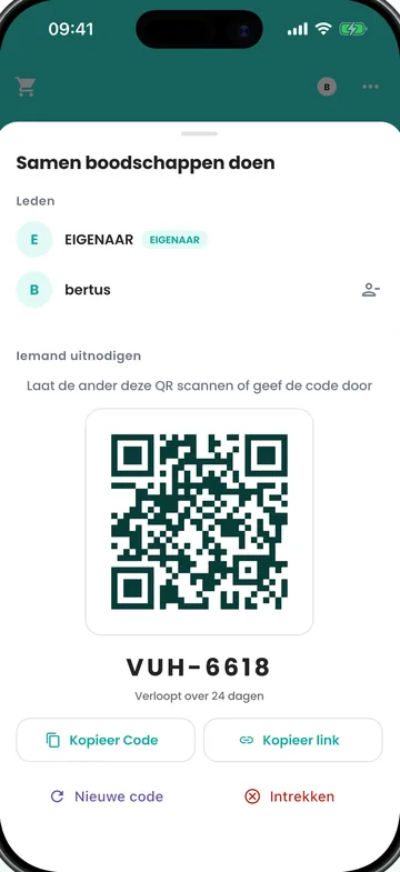 Btrkoop-app: samen boodschappen doen, huisgenoten uitnodigen met een QR-code